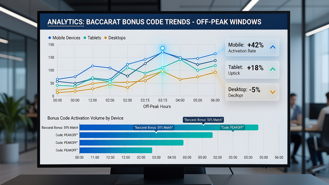 Graph comparing mobile, tablet, and desktop bonus code redemptions in baccarat during low-traffic hours