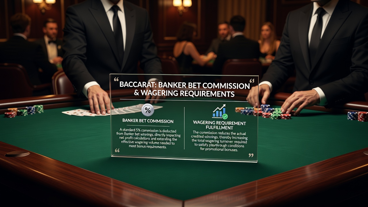 Player reviewing commission deductions on digital baccarat interface during bonus play