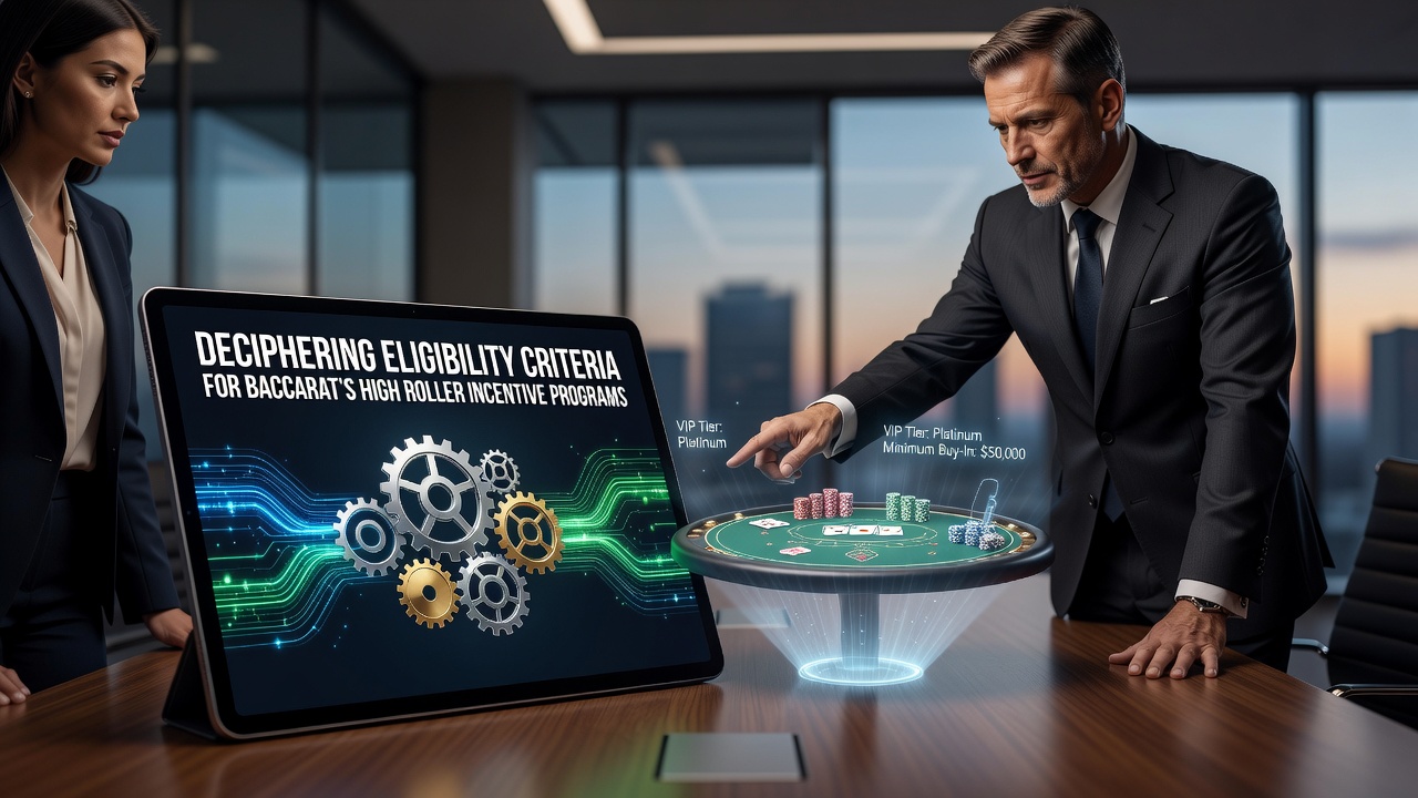 High-stakes baccarat table with VIP players reviewing reward program details