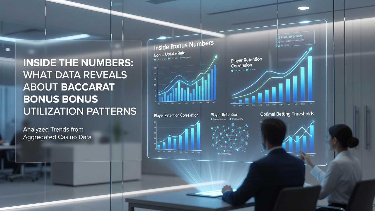 Infographic displaying monthly baccarat bonus redemption rates and player retention curves