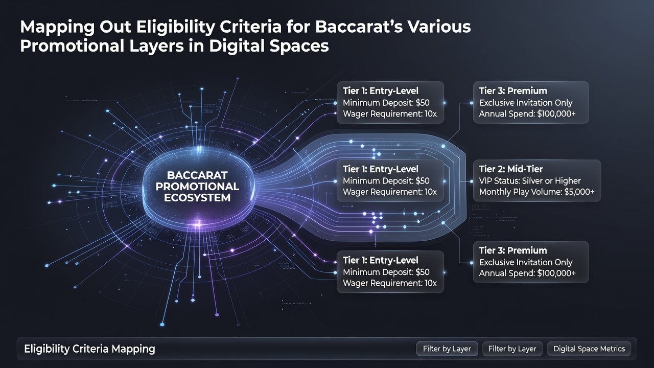 Flowchart showing progression through baccarat promotional layers based on eligibility milestones
