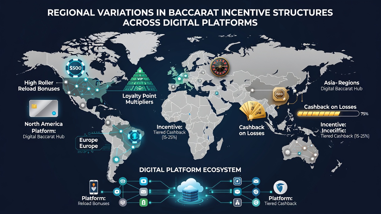 Comparison chart of baccarat bonus structures across Asia, Europe, and North America