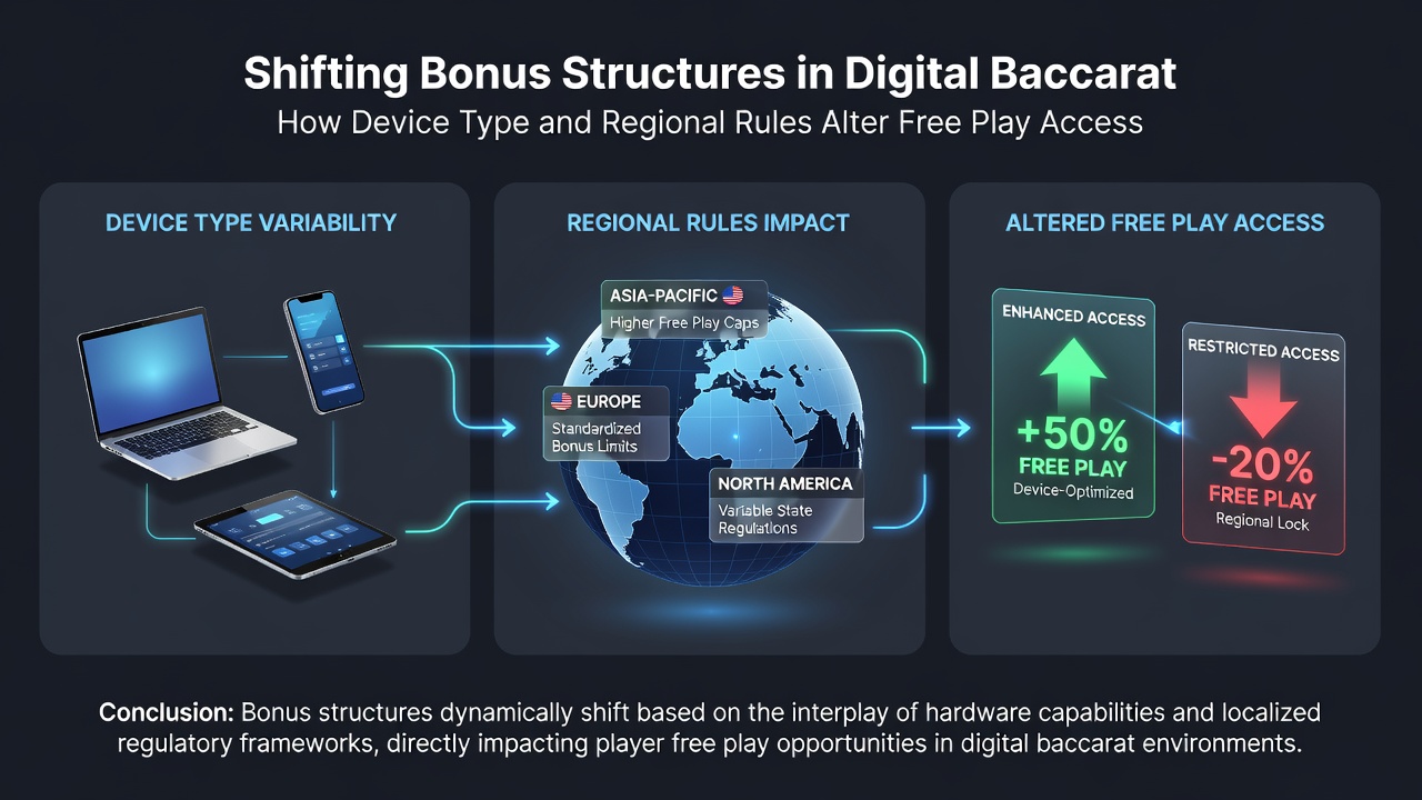 Baccarat table on a tablet screen highlighting regional compliance icons and bonus indicators
